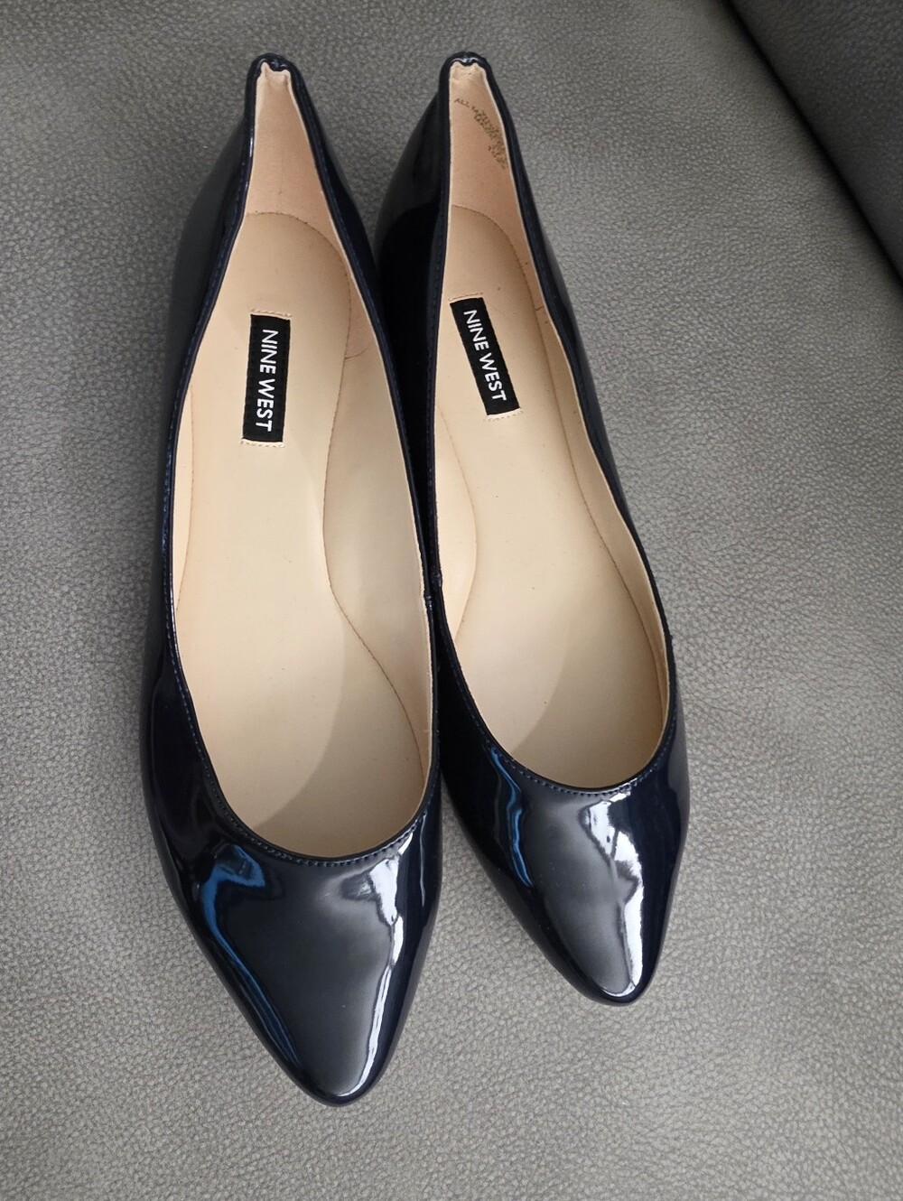 Nine West Navy Patent Pointed Toe Flats